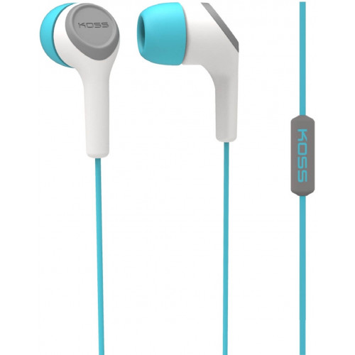 Навушники KOSS KEB15i White / Turquoise, Mini jack (3.5 мм), вакуумні, мікрофон на дроті, кабель 1.2